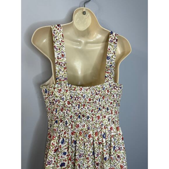 Lea Square Neck Floral Linen Blend Midi Dress Women's M - Picture 12 of 12